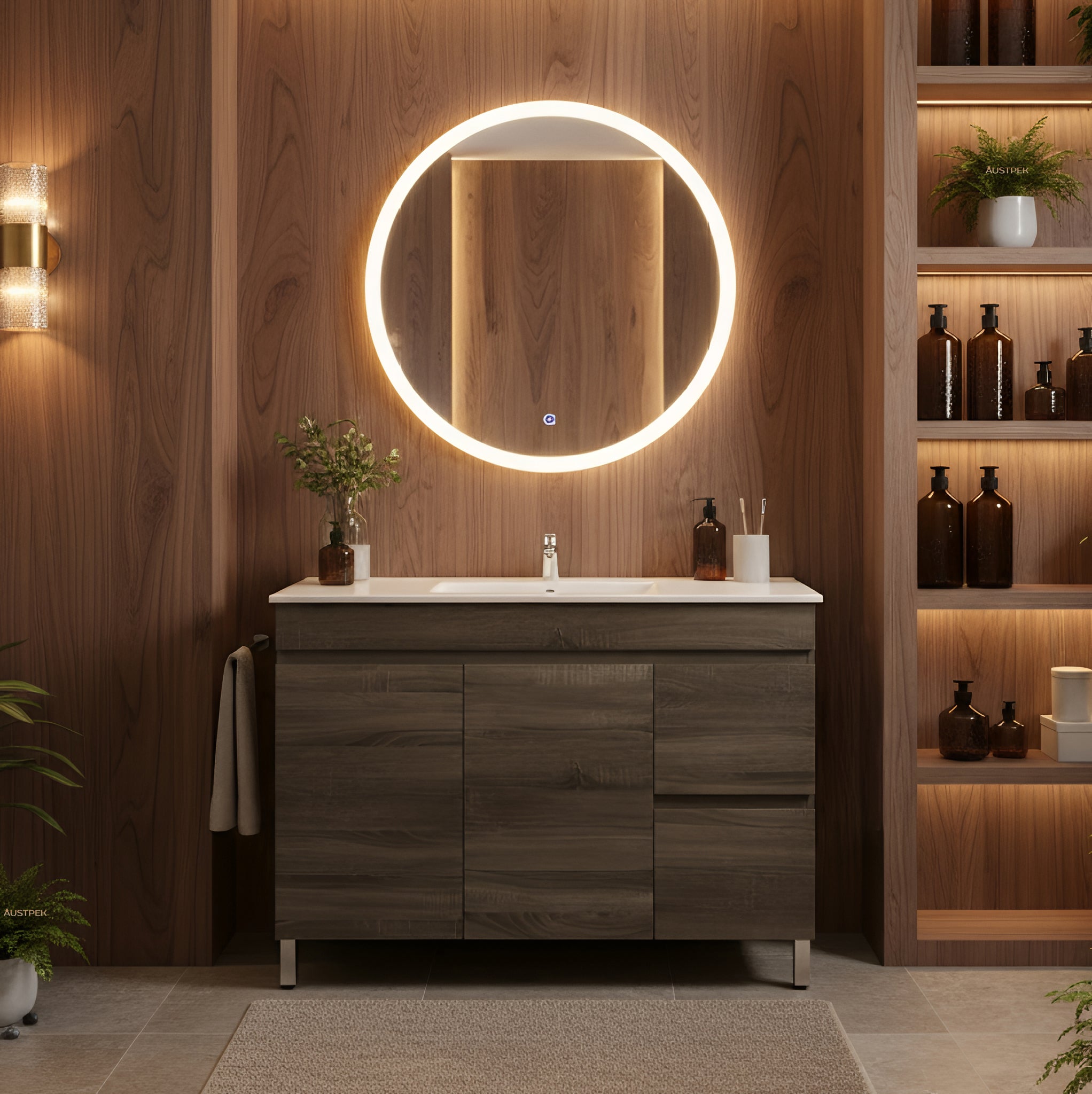 POSEIDON BERGE DARK GREY 1200MM FLOOR STANDING VANITY (AVAILABLE IN LEFT HAND DRAWER AND RIGHT HAND DRAWER)