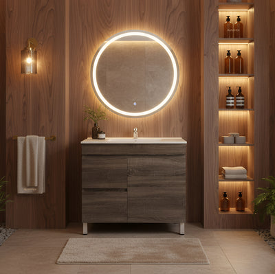 POSEIDON BERGE DARK GREY 900MM FLOOR STANDING VANITY (AVAILABLE IN LEFT HAND DRAWER AND RIGHT HAND DRAWER)