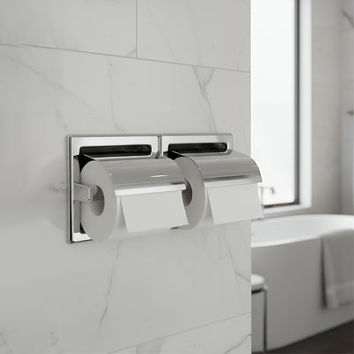 POSEIDON BRIGHT DOUBLE TOILET TISSUE DISPENSER CHROME 324MM