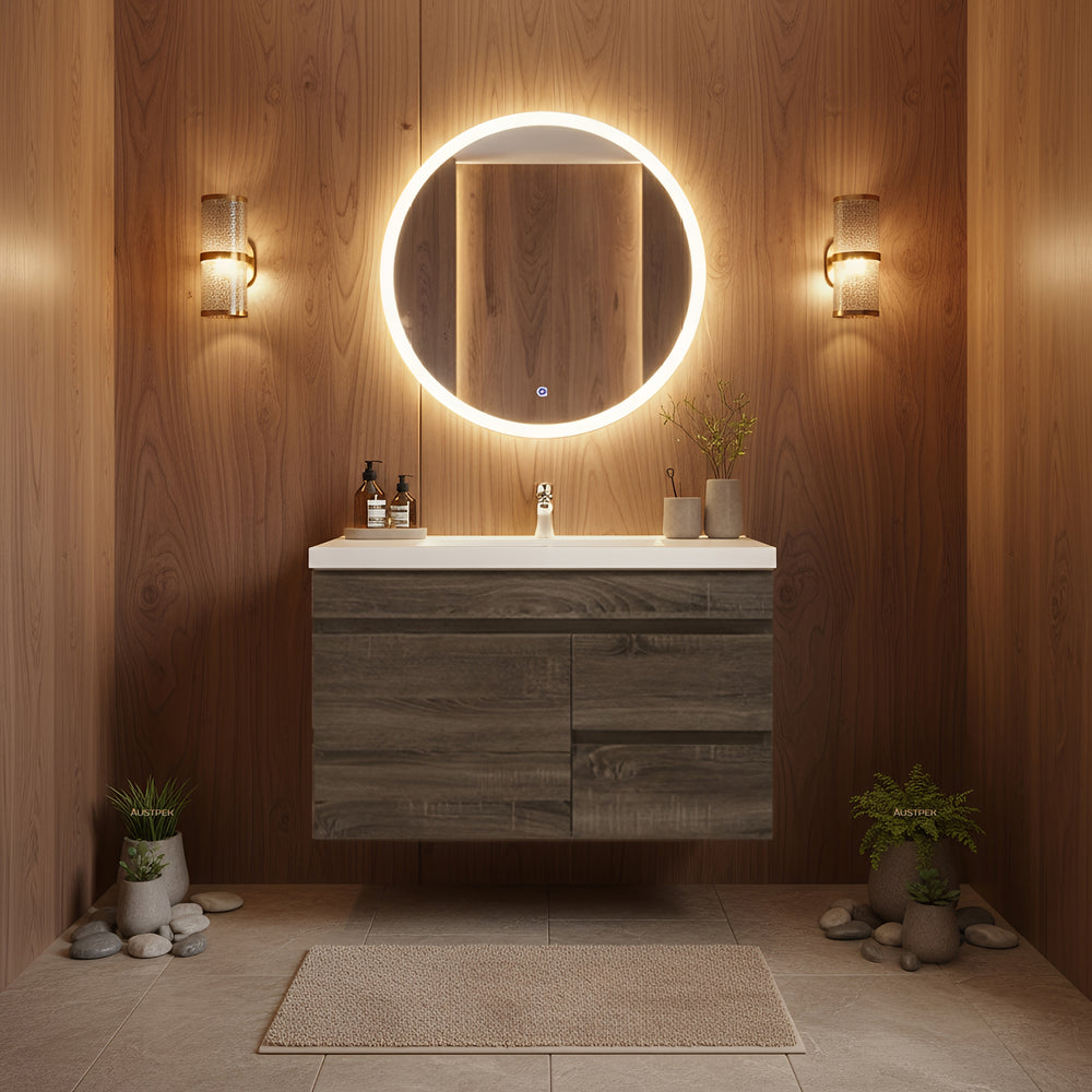 POSEIDON DARK GREY 750MM WALL HUNG VANITY (AVAILABLE IN LEFT HAND DRAWER AND RIGHT HAND DRAWER)