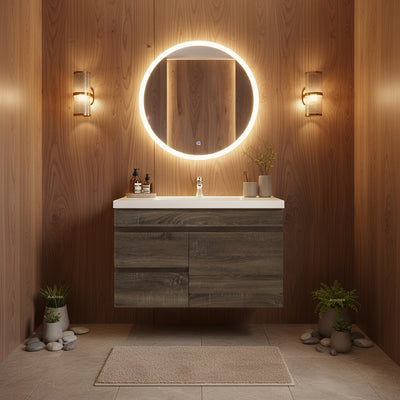 POSEIDON DARK GREY 750MM WALL HUNG VANITY (AVAILABLE IN LEFT HAND DRAWER AND RIGHT HAND DRAWER)