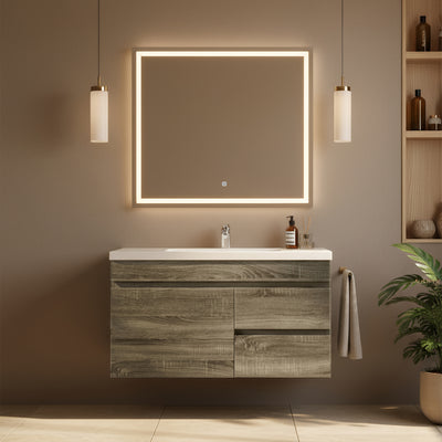 POSEIDON DARK GREY 900MM SINGLE BOWL WALL HUNG VANITY (AVAILABLE IN LEFT HAND DRAWER AND RIGHT HAND DRAWER)