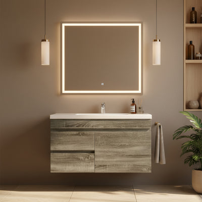 POSEIDON DARK GREY 900MM SINGLE BOWL WALL HUNG VANITY (AVAILABLE IN LEFT HAND DRAWER AND RIGHT HAND DRAWER)