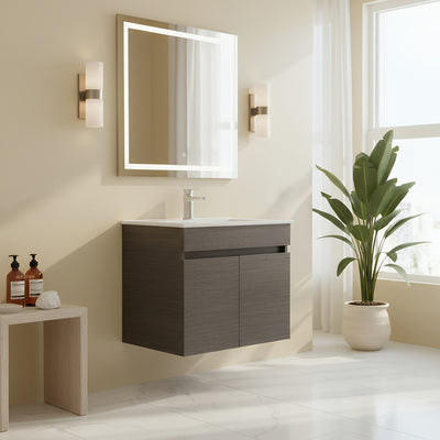 POSEIDON EVIE DARK BROWN 600MM WALL HUNG VANITY
