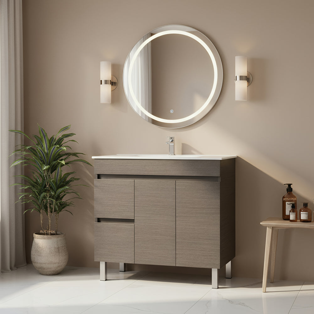 POSEIDON EVIE DARK BROWN 900MM FLOOR STANDING VANITY (AVAILABLE IN LEFT HAND DRAWER AND RIGHT HAND DRAWER)