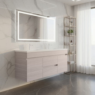 POSEIDON EVIE OAK 1200MM DOUBLE BOWL WALL HUNG VANITY