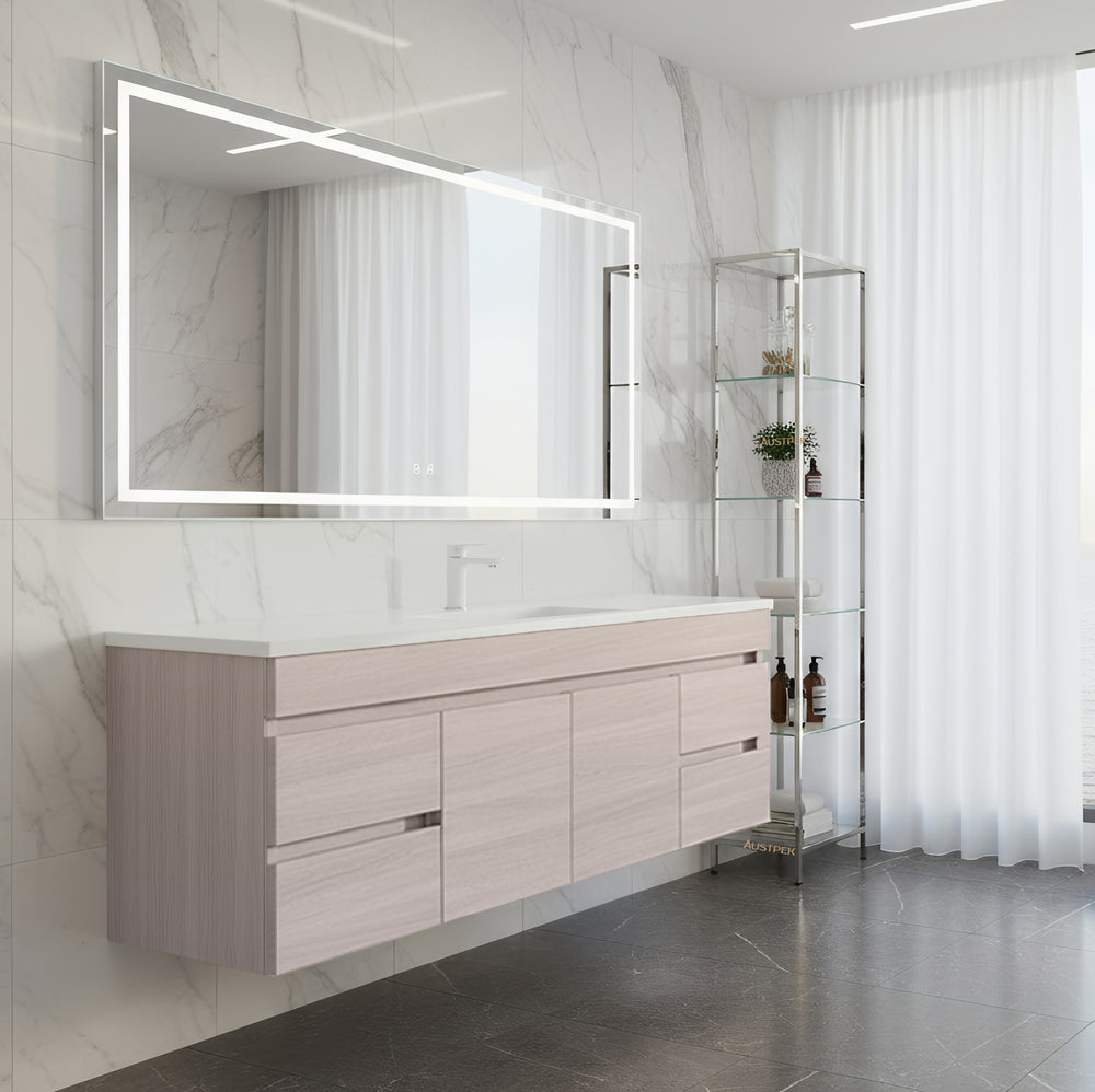 POSEIDON EVIE OAK 1500MM SINGLE BOWL WALL HUNG VANITY