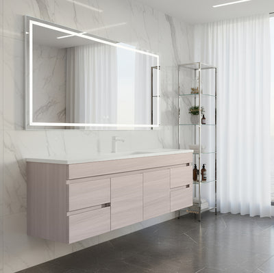 POSEIDON EVIE OAK 1500MM SINGLE BOWL WALL HUNG VANITY