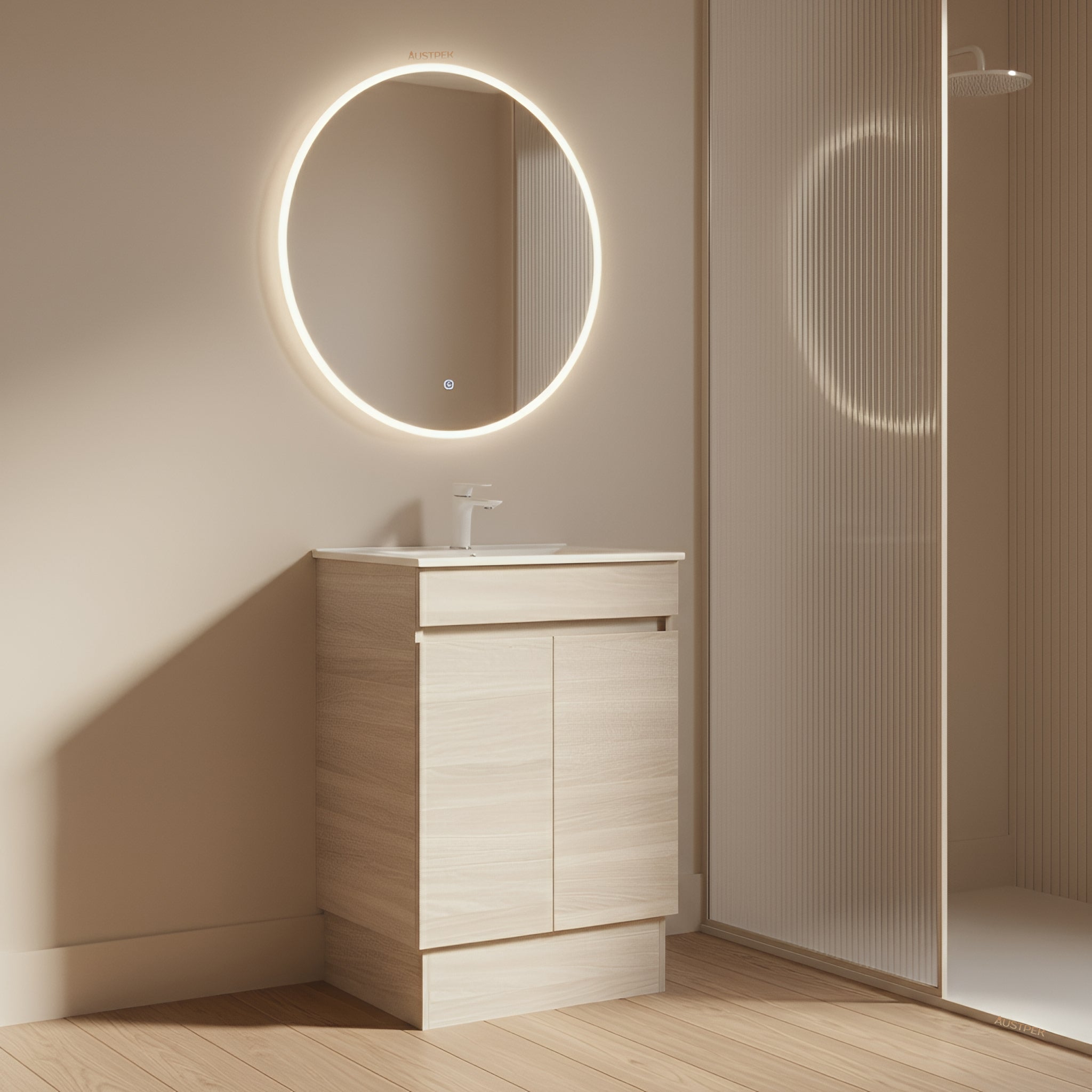 POSEIDON EVIE OAK 600MM SINGLE BOWL FLOOR STANDING VANITY