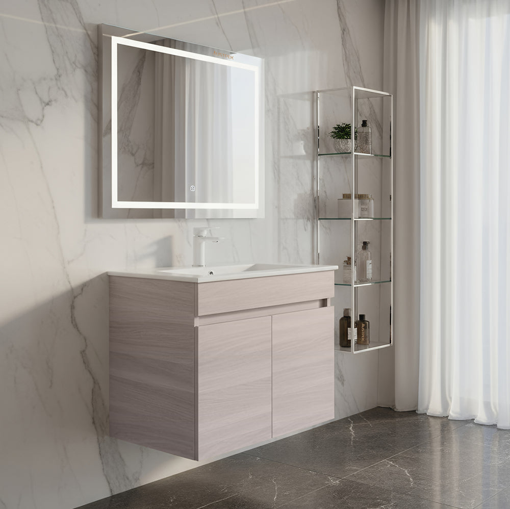 POSEIDON EVIE OAK 600MM SINGLE BOWL WALL HUNG VANITY