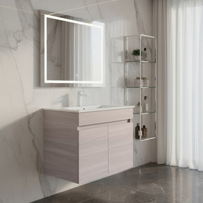 POSEIDON EVIE OAK 600MM SINGLE BOWL WALL HUNG VANITY