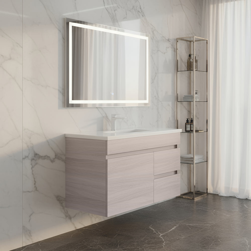 POSEIDON EVIE OAK 750MM SINGLE BOWL WALL HUNG VANITY (AVAILABLE IN LEFT AND RIGHT HAND DRAWER)