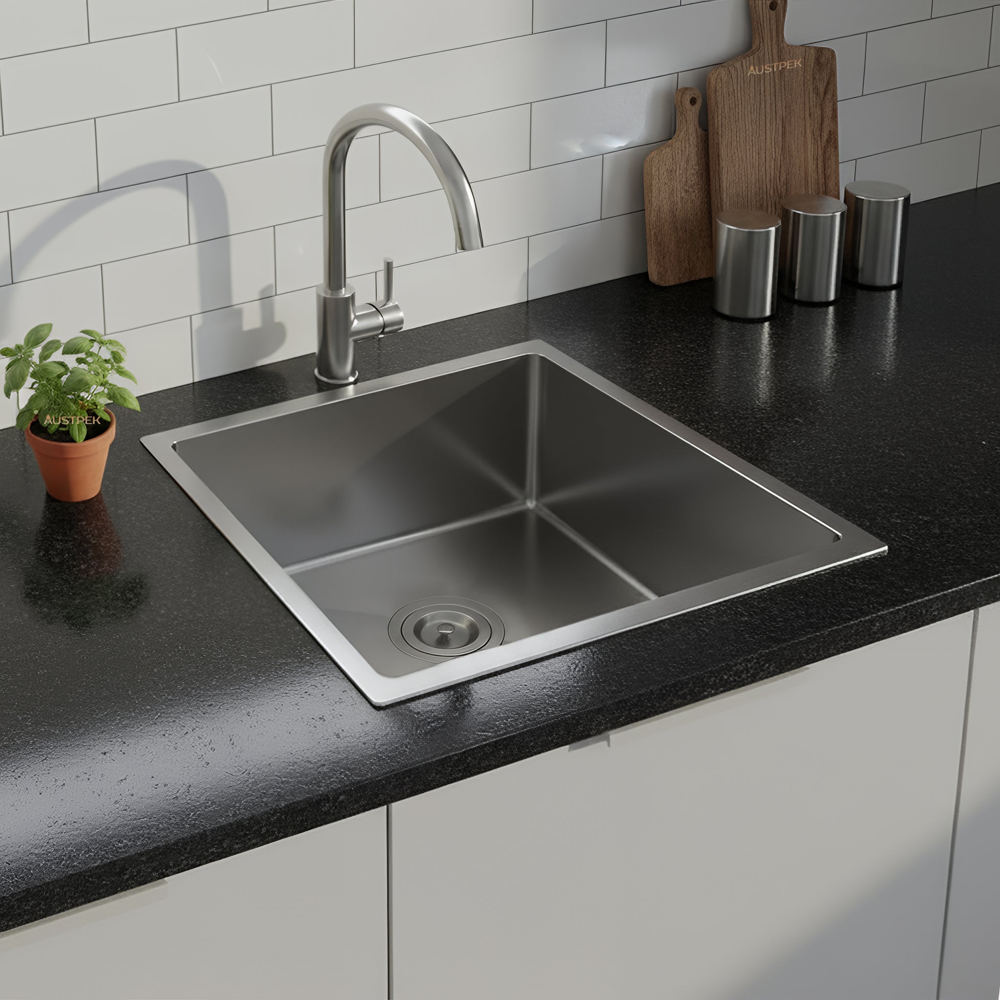 POSEIDON HANDMADE STAINLESS STEEL KITCHEN SINK 390MM