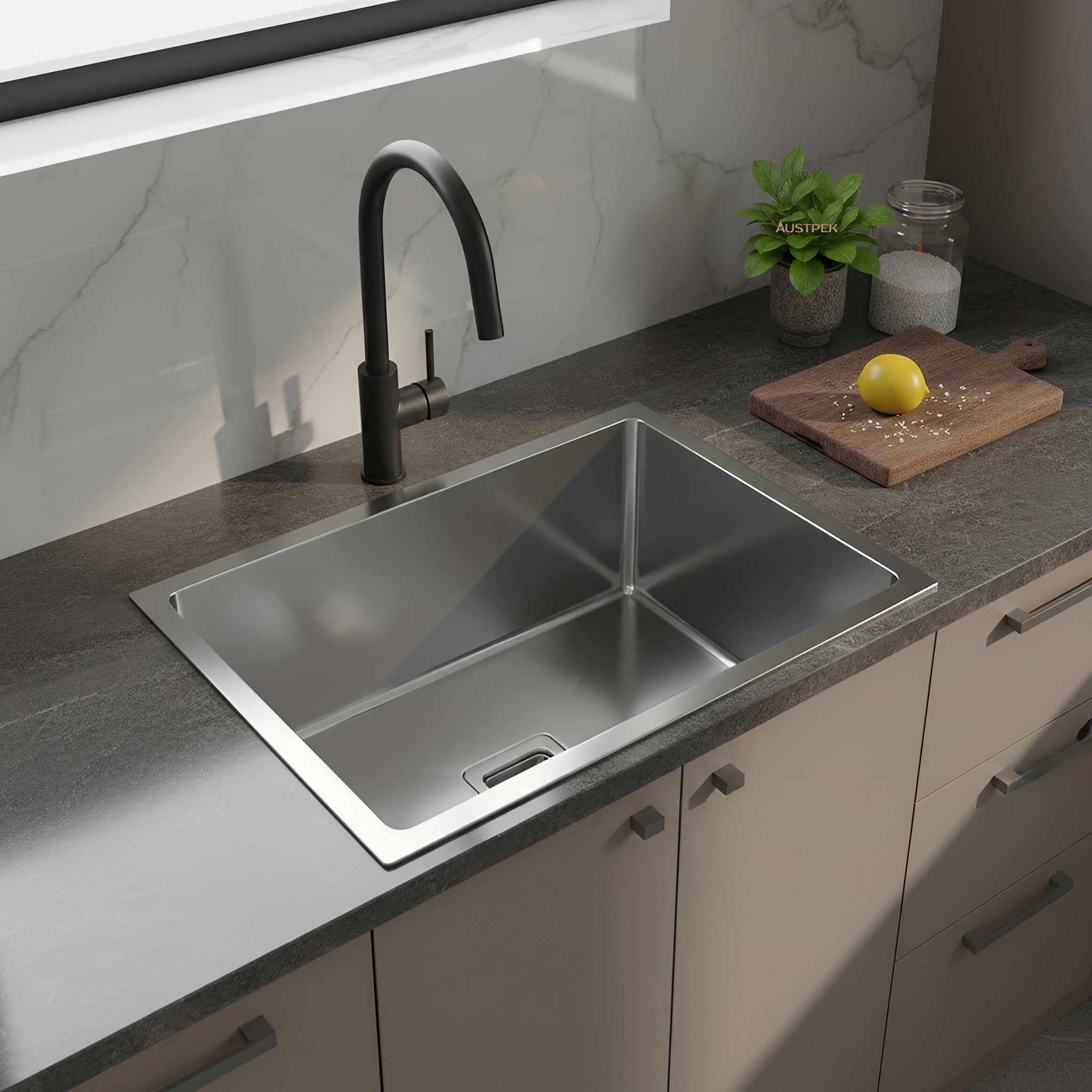 POSEIDON HANDMADE STAINLESS STEEL KITCHEN SINK 600MM