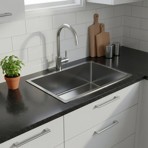 POSEIDON HANDMADE SINGLE BOWL TOP / UNDERMOUNT KITCHEN SINK STAINLESS STEEL 810MM