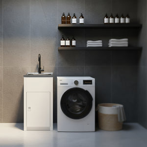 POSEIDON LAUNDRY CABINET AND STAINLESS STEEL TUB 305MM WHITE