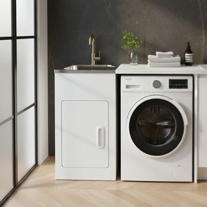 POSEIDON LAUNDRY CABINET AND STAINLESS STEEL TUB 500MM WHITE
