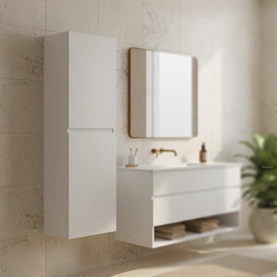 POSEIDON MATTE WHITE WALL HUNG TALL BOY 400MM X 1350MM