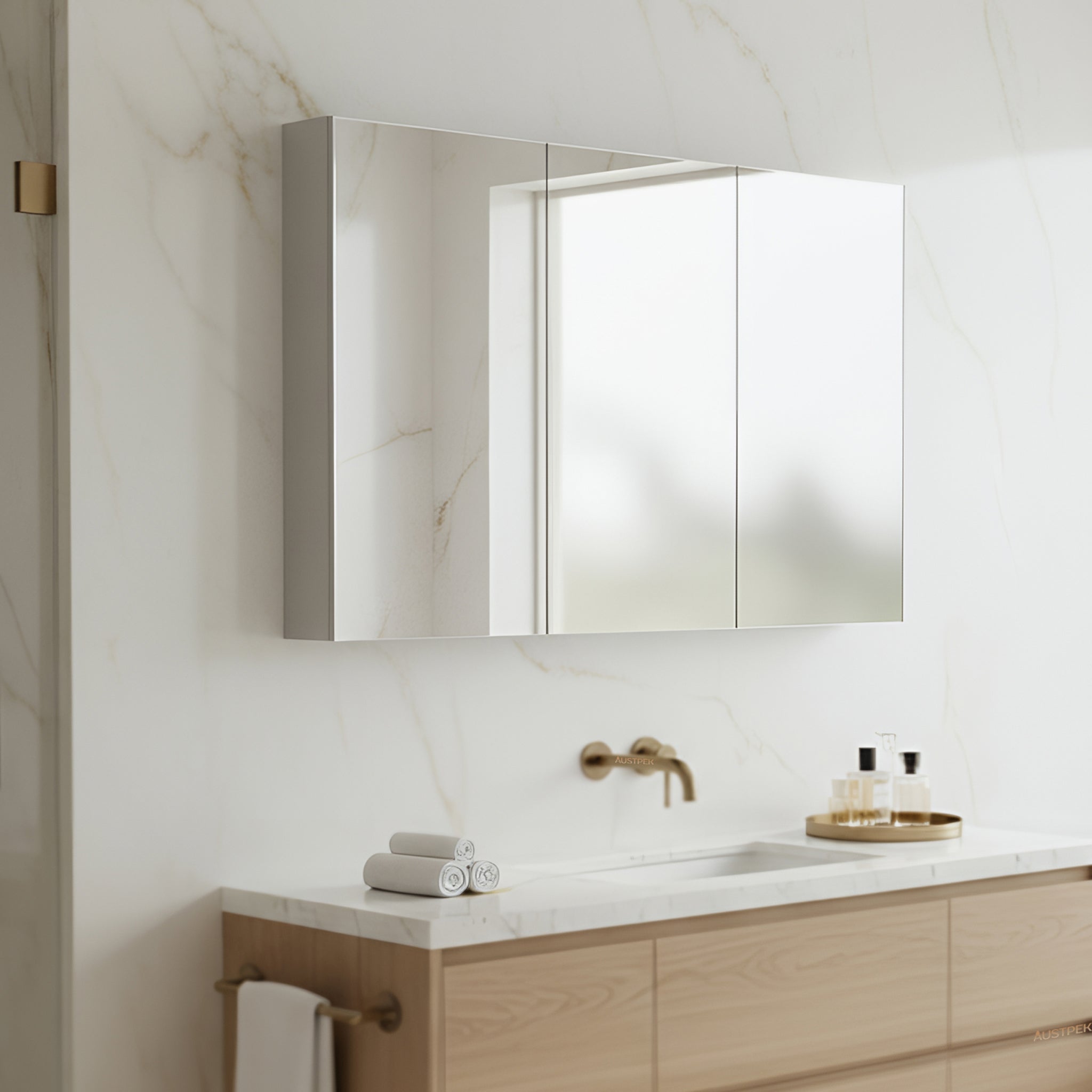 POSEIDON NOVA CONCRETE GREY MIRROR SHAVING CABINET 1198X750MM