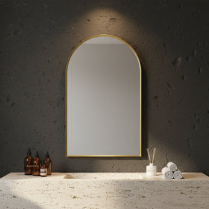POSEIDON AURA ARCH ALUMINIUM FRAMED MIRROR YELLOW GOLD 600X900MM