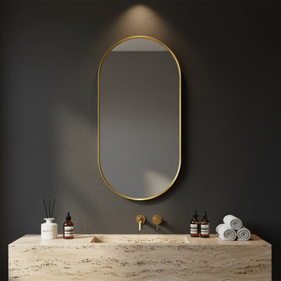 POSEIDON OLIVIA OVAL YELLOW GOLD FRAMED MIRROR 600X1000MM