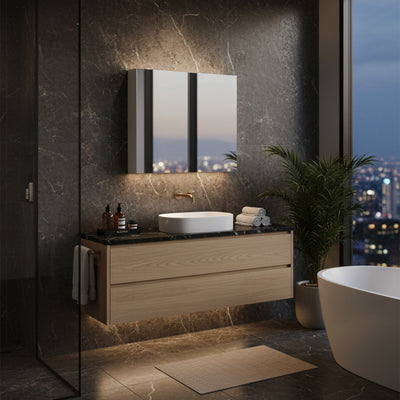 POSEIDON POLAR GLOSS WHITE MIRROR CABINET 600X750MM