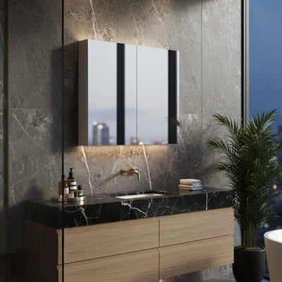 POSEIDON POLAR GLOSS WHITE MIRROR CABINET 750X750MM