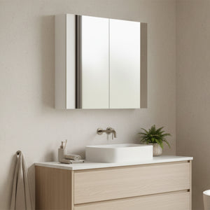 POSEIDON POLAR GLOSS WHITE MIRROR CABINET 900X750MM