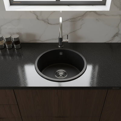 POSEIDON QUARTZ UNDERMOUNT KITCHEN SINK MATTE BLACK 466MM