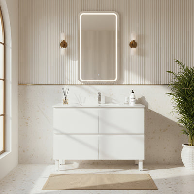 POSEIDON RIVA GLOSS WHITE 1200MM SINGLE BOWL FLOOR STANDING VANITY
