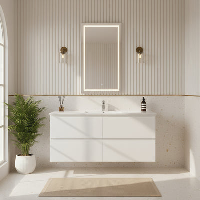 POSEIDON RIVA GLOSS WHITE 1500MM SINGLE BOWL WALL HUNG VANITY