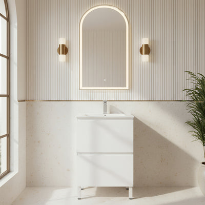 POSEIDON RIVA GLOSS WHITE 600MM SINGLE BOWL FLOOR STANDING VANITY