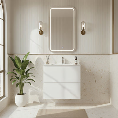 POSEIDON RIVA GLOSS WHITE 600MM SINGLE BOWL WALL HUNG VANITY