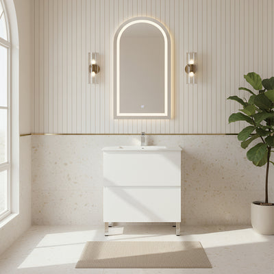 POSEIDON RIVA GLOSS WHITE 750MM SINGLE BOWL FLOOR STANDING VANITY