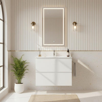 POSEIDON RIVA GLOSS WHITE 750MM SINGLE BOWL WALL HUNG VANITY