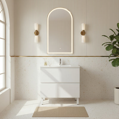 POSEIDON RIVA GLOSS WHITE 900MM SINGLE BOWL FLOOR STANDING VANITY