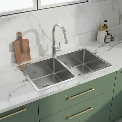 POSEIDON STAINLESS STEEL DOUBLE SINK 750MM