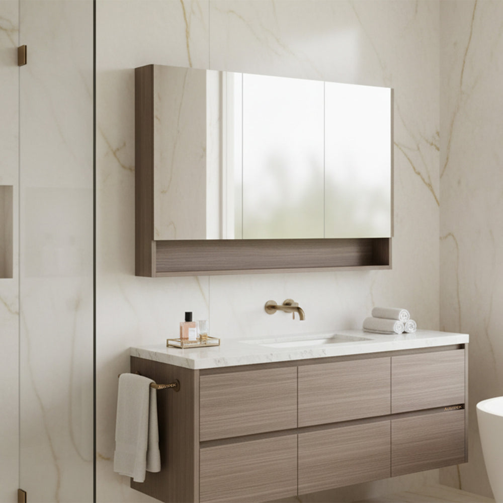 POSEIDON STELLA OAK MIRROR SHAVING CABINET 1198X750MM