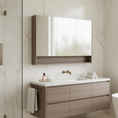 POSEIDON STELLA OAK MIRROR SHAVING CABINET 1198X750MM