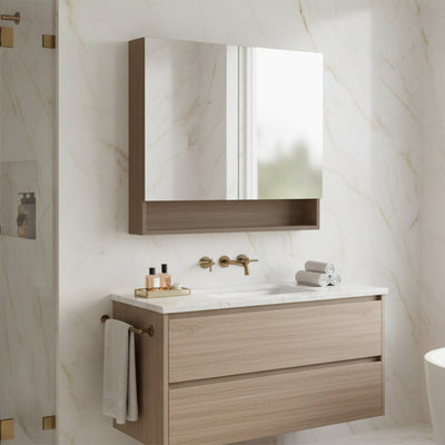 POSEIDON STELLA OAK MIRROR SHAVING CABINET 900X750MM
