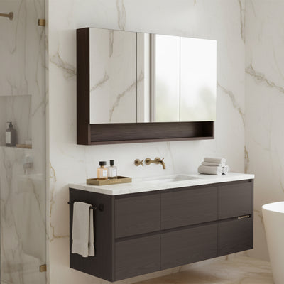 POSEIDON STELLA WALNUT MIRROR SHAVING CABINET 1198X750MM