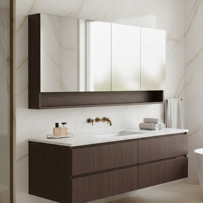 POSEIDON STELLA WALNUT MIRROR SHAVING CABINET 1480X750MM