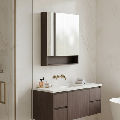 POSEIDON STELLA WALNUT MIRROR SHAVING CABINET 600X750MM
