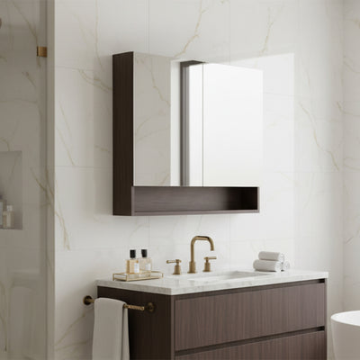 POSEIDON STELLA WALNUT MIRROR SHAVING CABINET 900X750MM