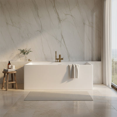 POSEIDON THEO BACK TO WALL BATH NON OVERFLOW GLOSS WHITE 1500MM