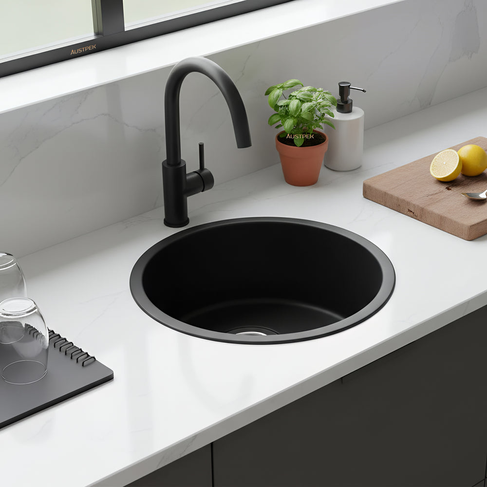 POSEIDON UNDERMOUNT KITCHEN SINK MATTE BLACK 410MM