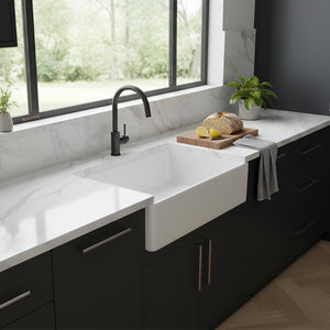 POSEIDON QUARTZ UNDERMOUNT KITCHEN SINK MATTE WHITE 838MM