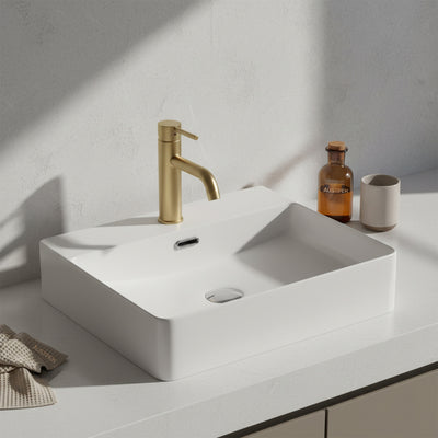 POSEIDON WALL HUNG / ABOVE COUNTER BASIN WITH OVERFLOW GLOSS WHITE 500MM