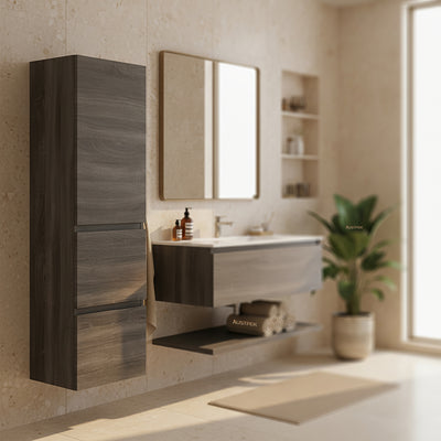 POSEIDON WALL HUNG TALL BOY DARK GREY 400MM X 1350MM