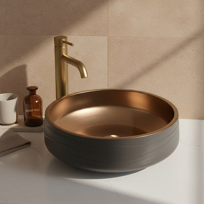 POSEIDON ART BASIN MATTE BLACK AND COPPER 410MM